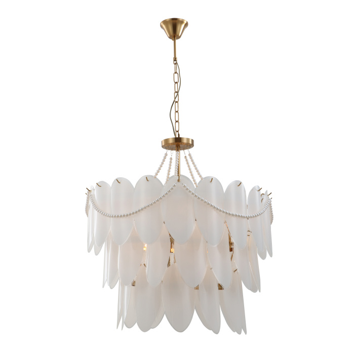 Lustre de luxo vintage de três camadas com pérolas