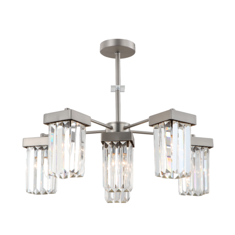Light Modern K9 Crystal Cying Chandelier de níquel de 6 luzes