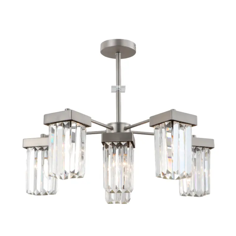 Light Modern K9 Crystal Cying Chandelier de níquel de 6 luzes