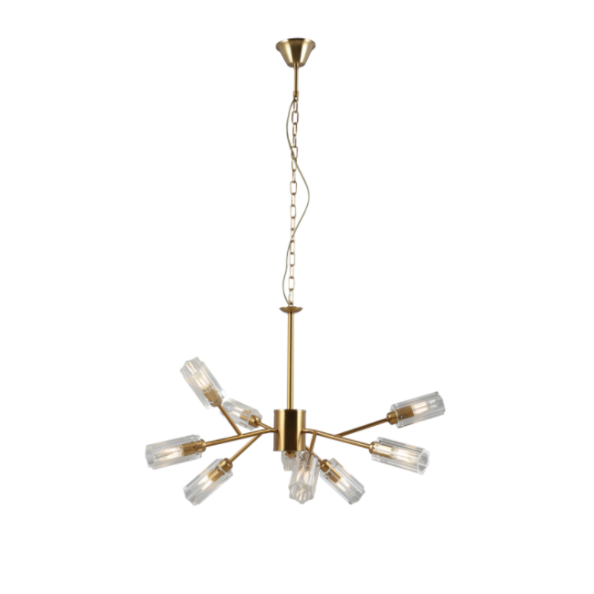 Lustre de ouro de 9 luzes