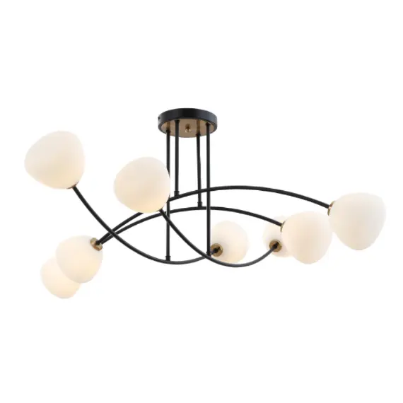 Luz de teto de montagem de nivelamento preto de 8 vidro