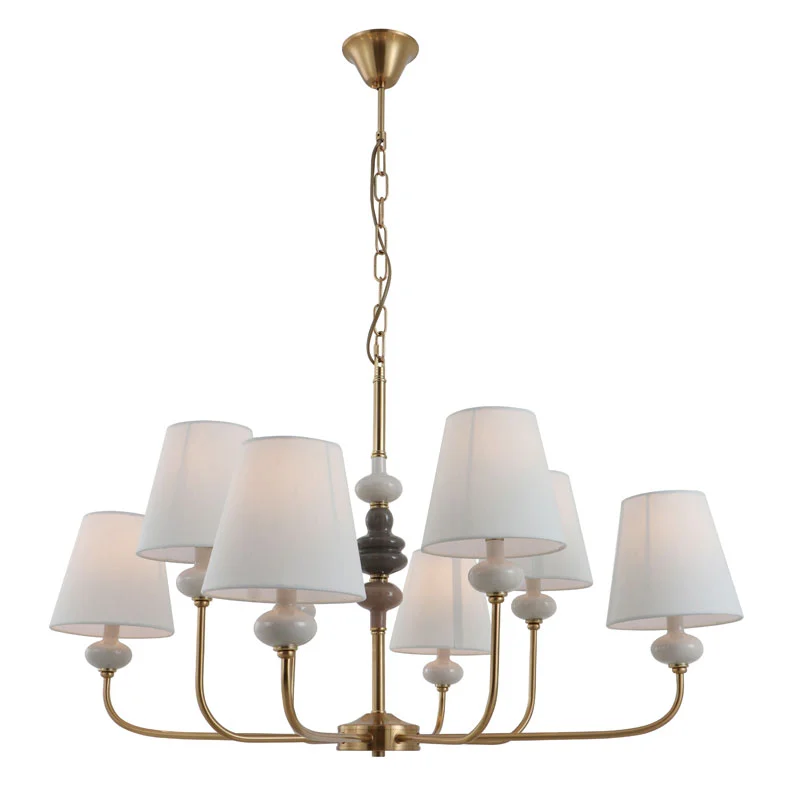 Lustre de latão clássico de cerâmica com 8 luzes