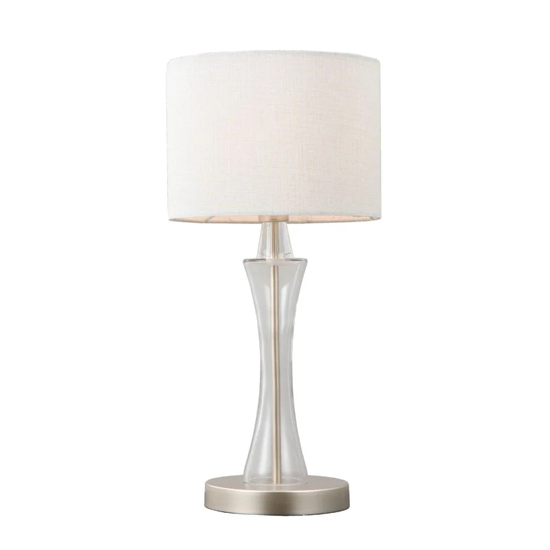 Candeeiro de mesa contemporâneo em tecido branco creme