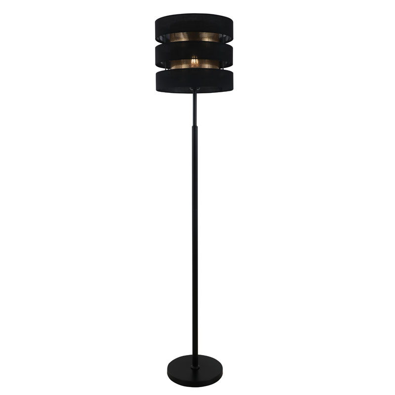 Candeeiro de pé preto de sombra dupla