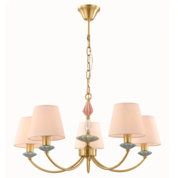 Lustre de cerâmica elegante de 5 luzes com cadeia ajustável