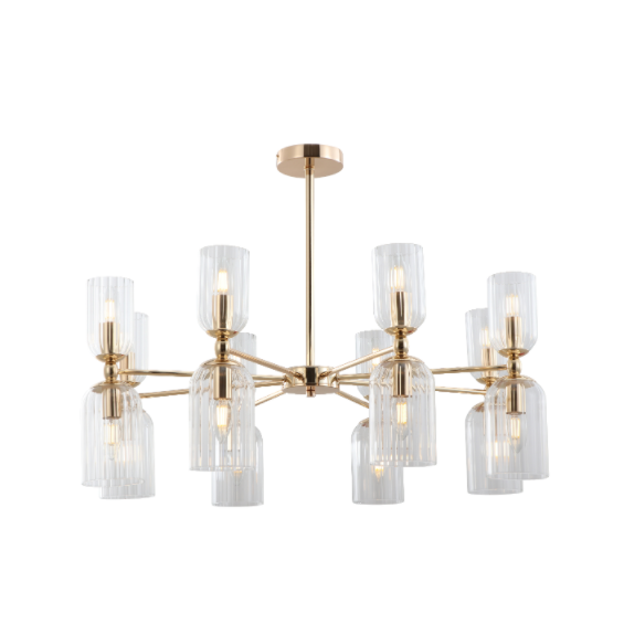 Luz pendente de teto de sombra de vidro dourado