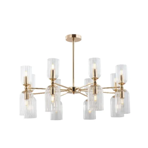Luz pendente de teto de sombra de vidro dourado