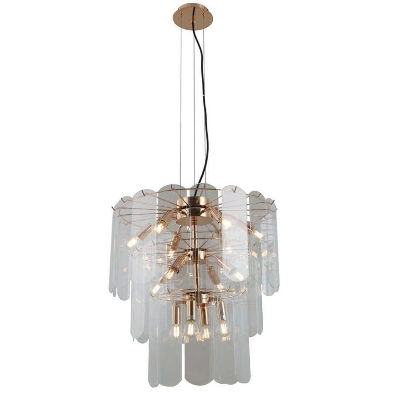 Lustre de vidro luxuoso dourado