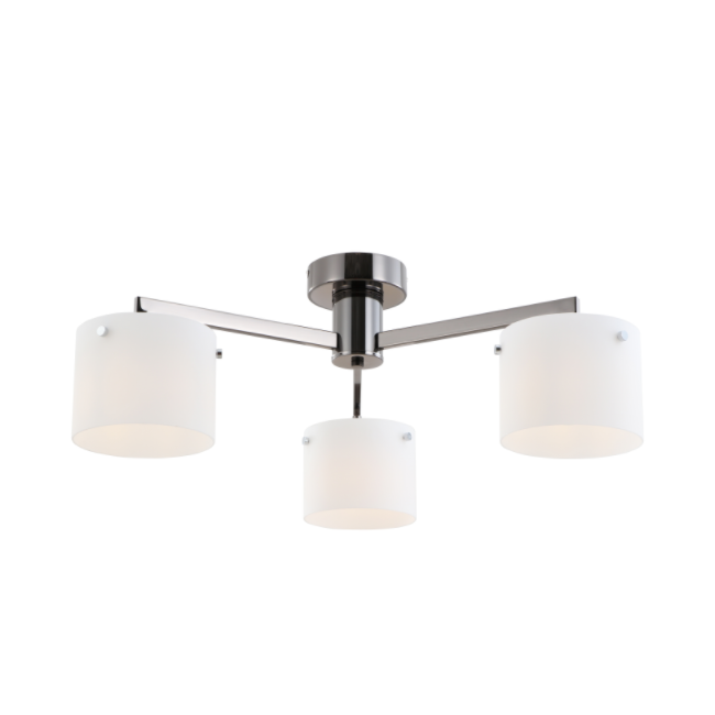 Lâmpada de teto cromado preto minimalista de 3 luzes