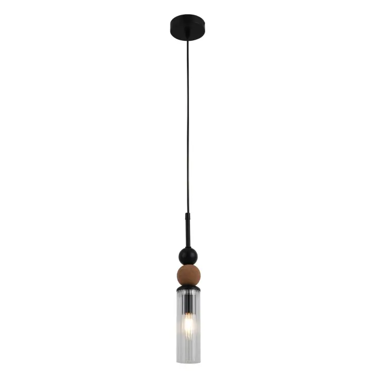 Candeeiro pendente de bola de madeira minimalista