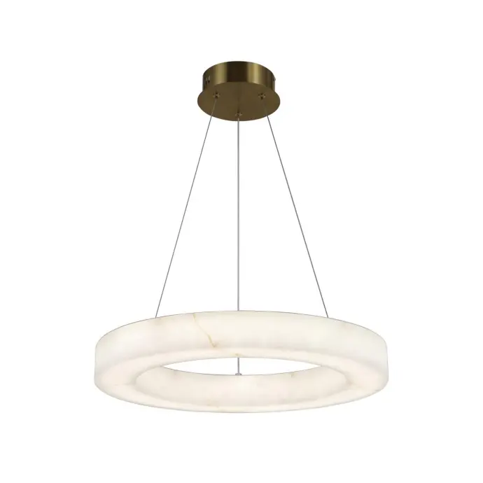 Luz pendente LED moderna com anel de alabastro