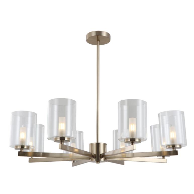 Lustre moderno de ouro com 8 luzes