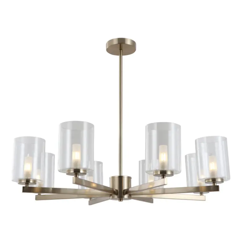 Lustre moderno de ouro com 8 luzes