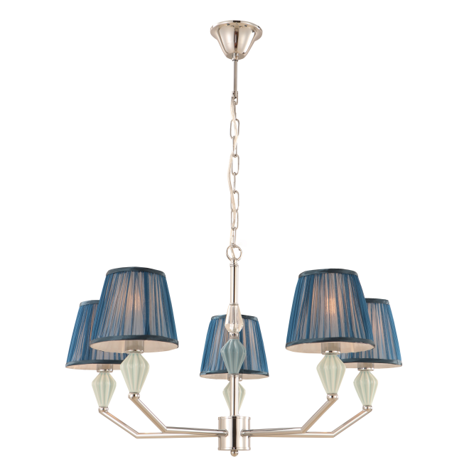 Lustre de tambor azul de 5 luzes azul marinho com sotaque cerâmico