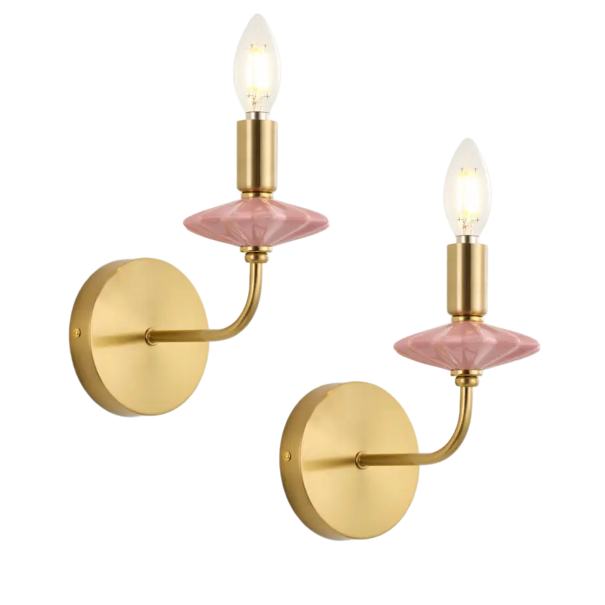 Candeeiro de parede vela de cerâmica rosa