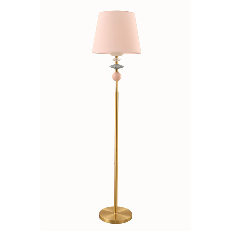 Candeeiro de pé de porcelana Sandy Gold Drum Shade