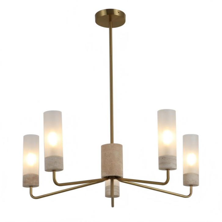 Lustre escultural de pedra travertino