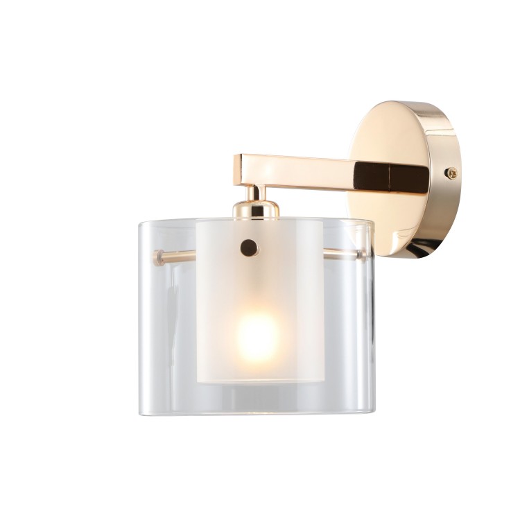 Luz de parede de vidro duplo de ouro vintage